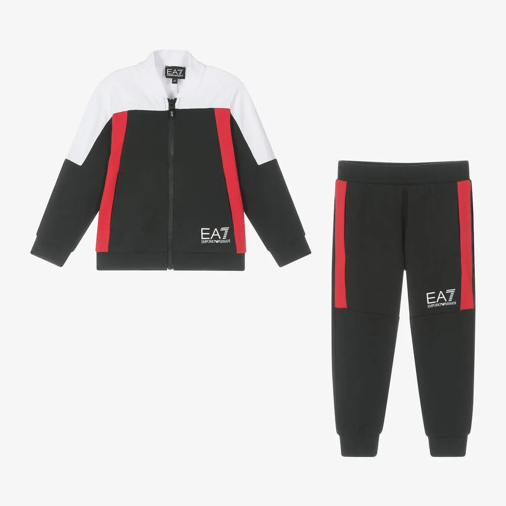 Boys Navy Blue & Red Cotton Tracksuit