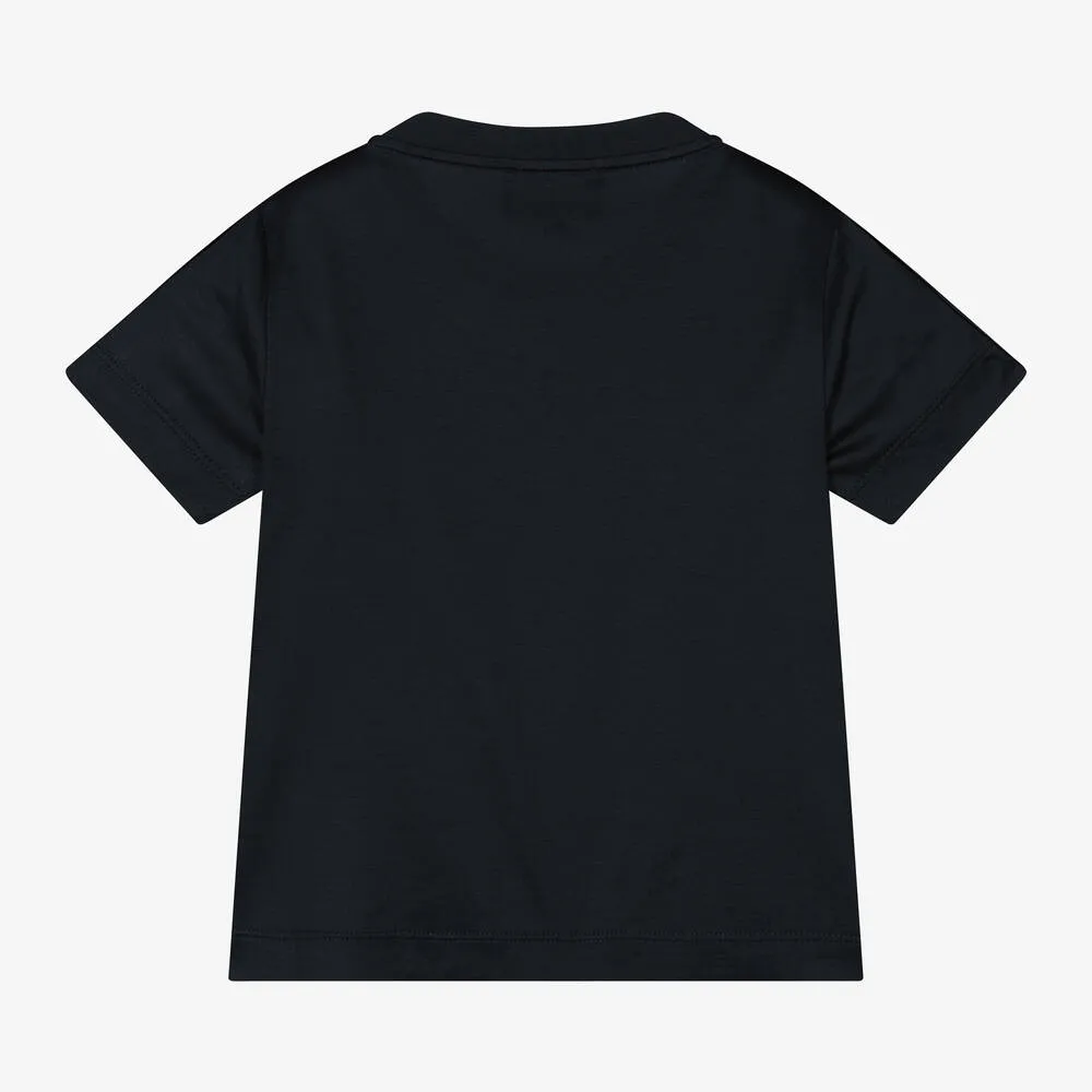 Boys Navy Blue Viscose & Cotton T-Shirt