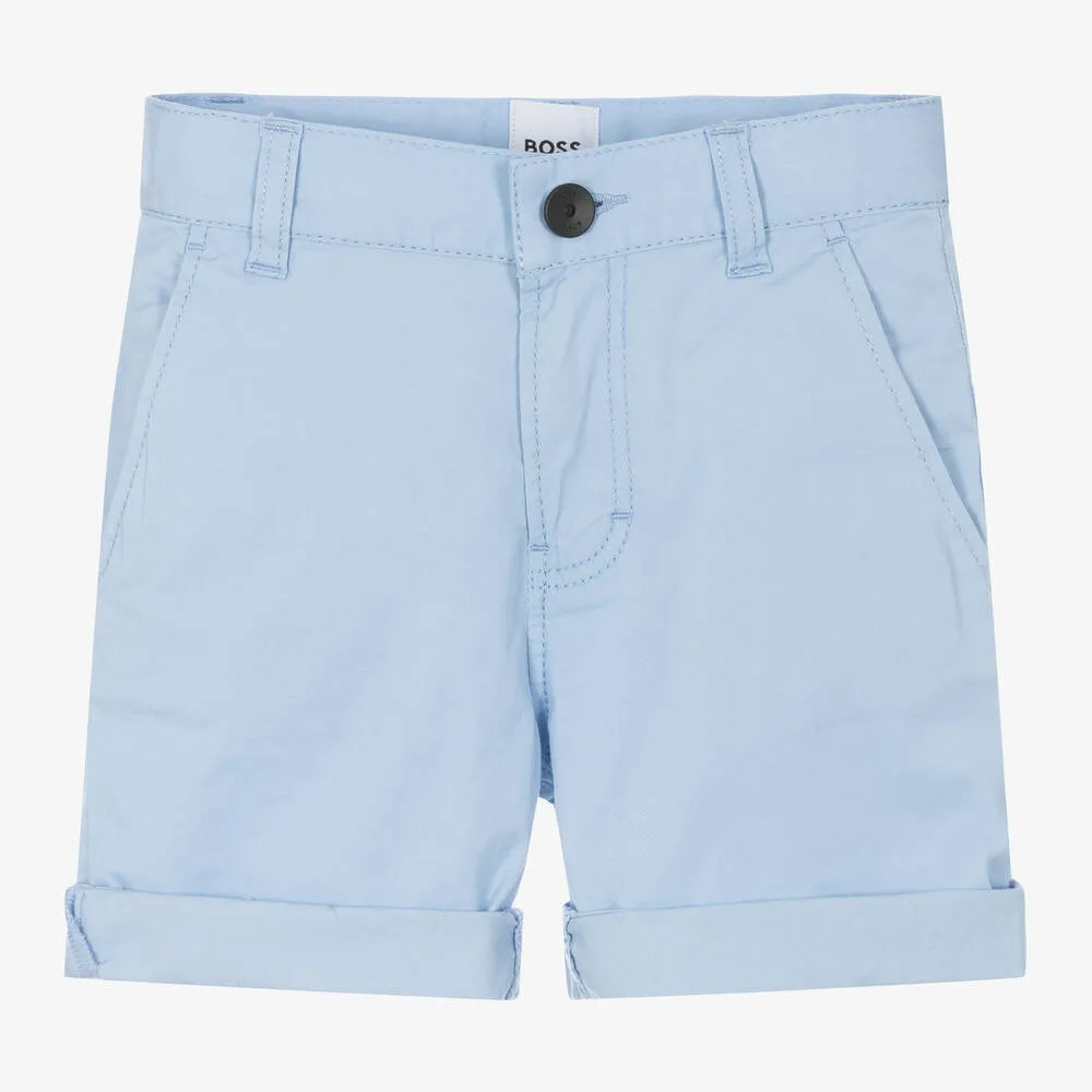 Boys Pale Blue Cotton Chino Shorts