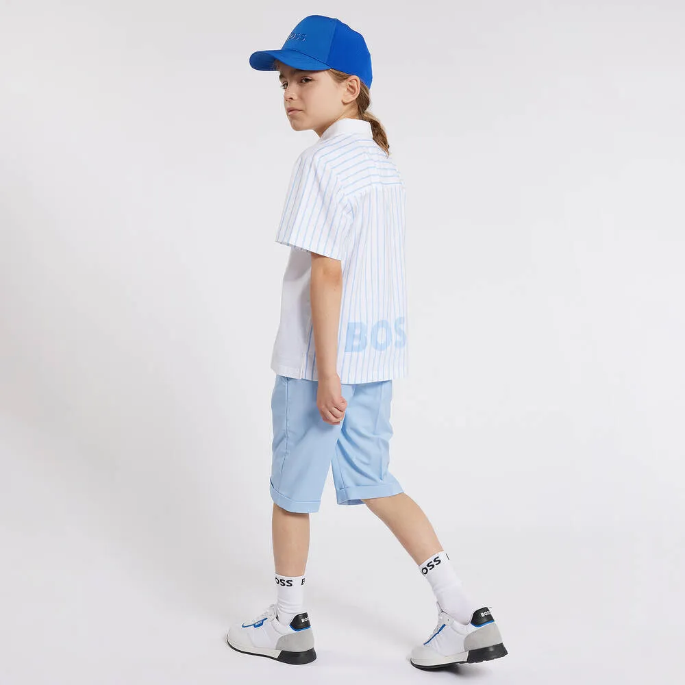 Boys Pale Blue Cotton Chino Shorts