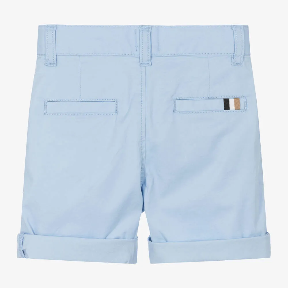 Boys Pale Blue Cotton Chino Shorts