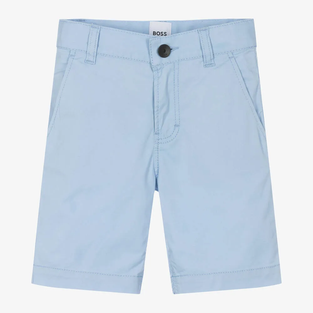 Boys Pale Blue Cotton Chino Shorts