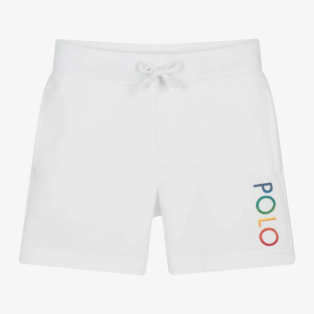 Boys White Cotton Jersey Shorts