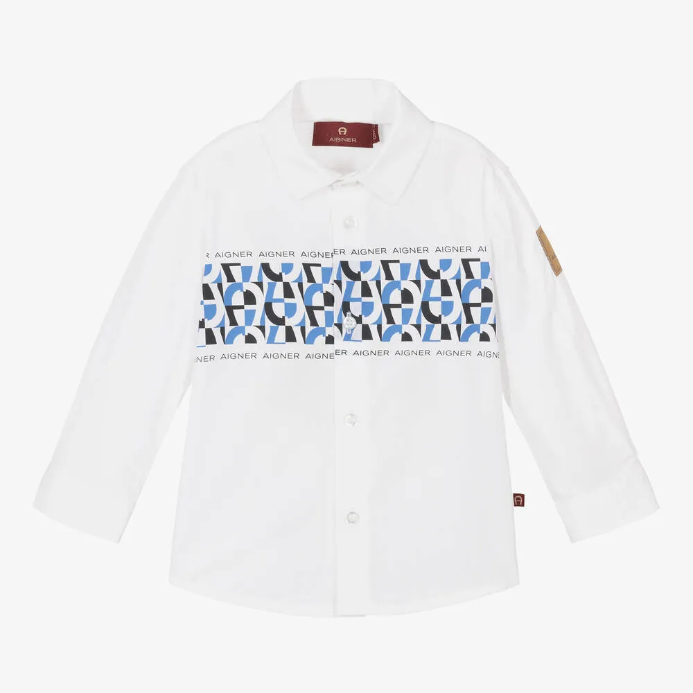 Boys White Cotton Shirt