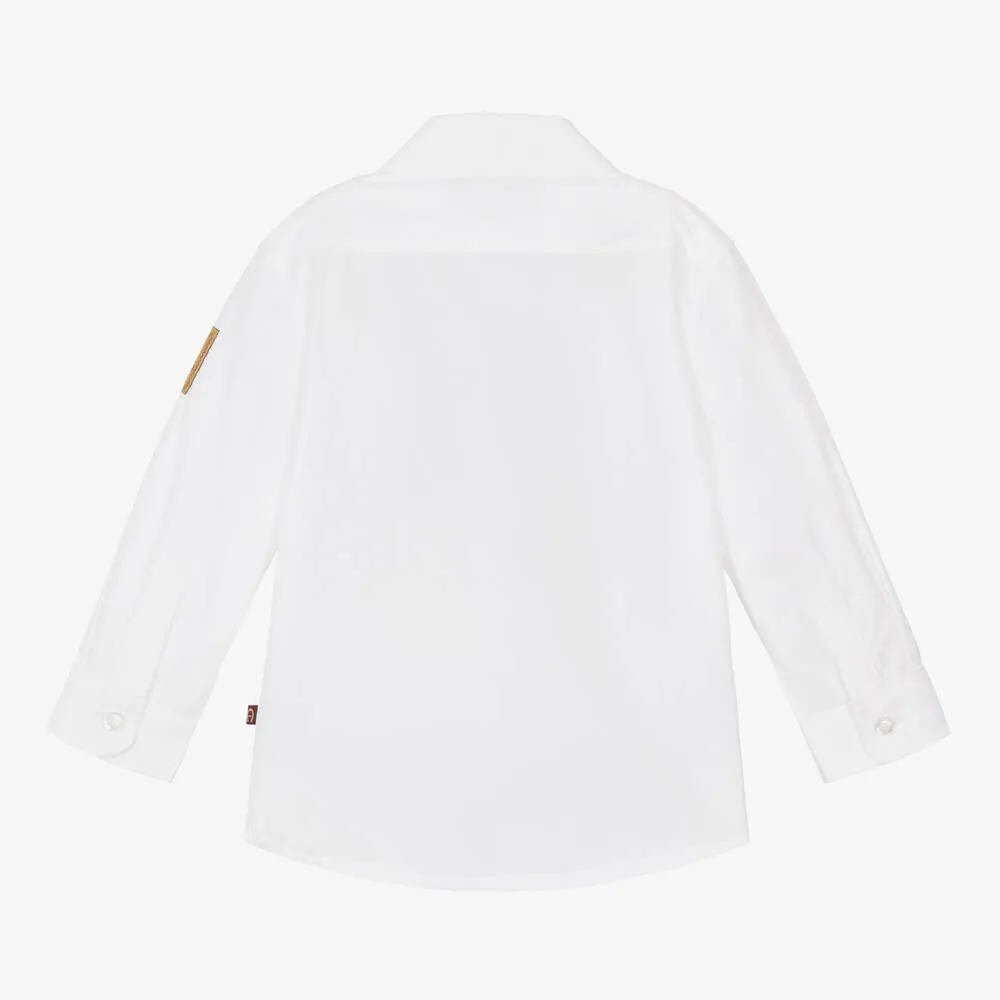 Boys White Cotton Shirt