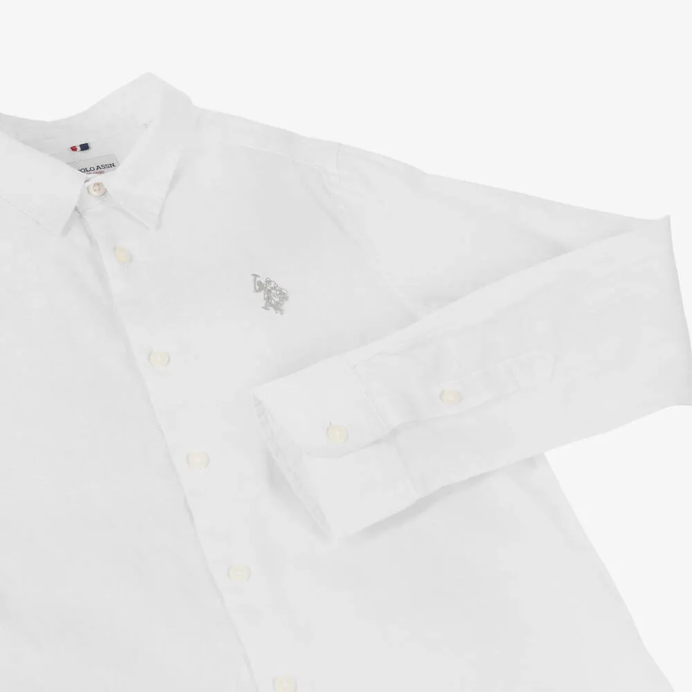 Boys White Linen & Cotton Shirt