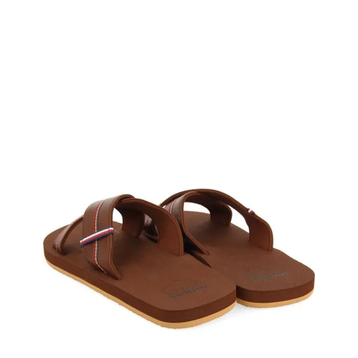 BROWN SANDALS WITH CROSS STRAP AND COLOR DETAILS FOR MEN ELKTON