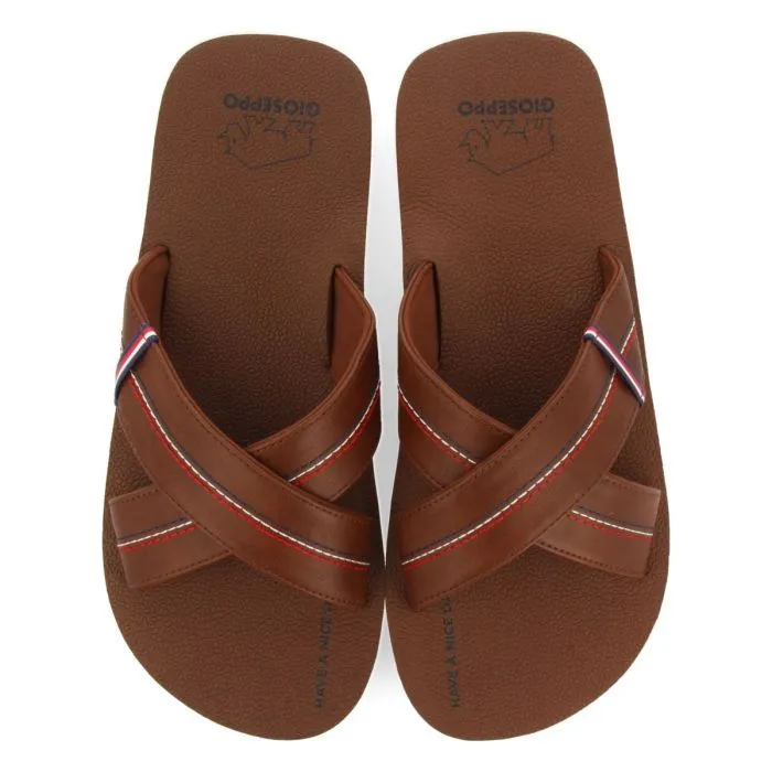 BROWN SANDALS WITH CROSS STRAP AND COLOR DETAILS FOR MEN ELKTON