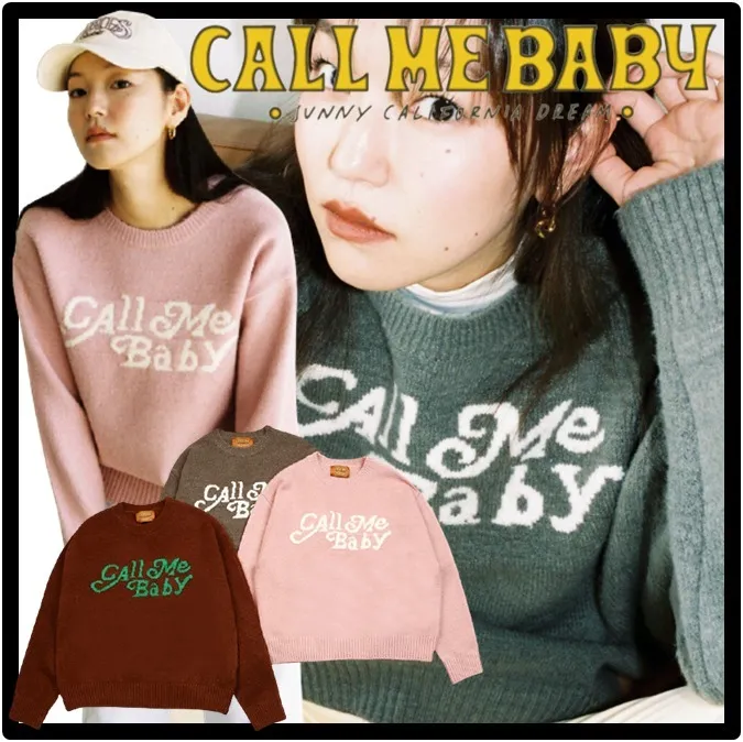 Call Me Baby  |Casual Style Unisex Street Style Logo V-neck & Crew neck