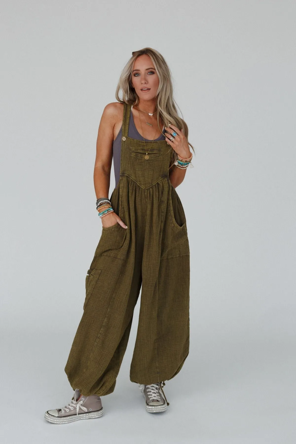 Coastal Muse Wide Leg Jumpsuit - Olive