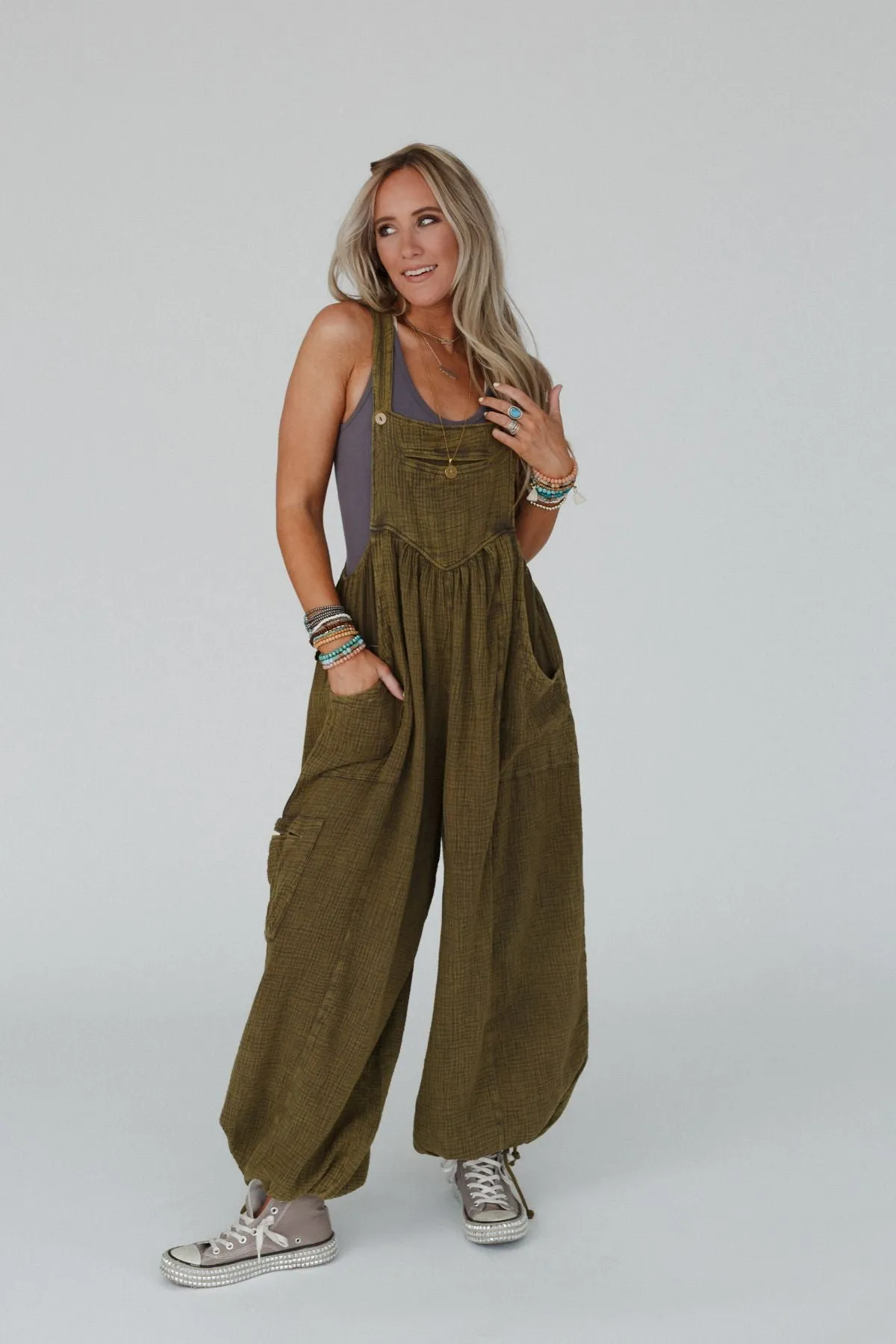 Coastal Muse Wide Leg Jumpsuit - Olive