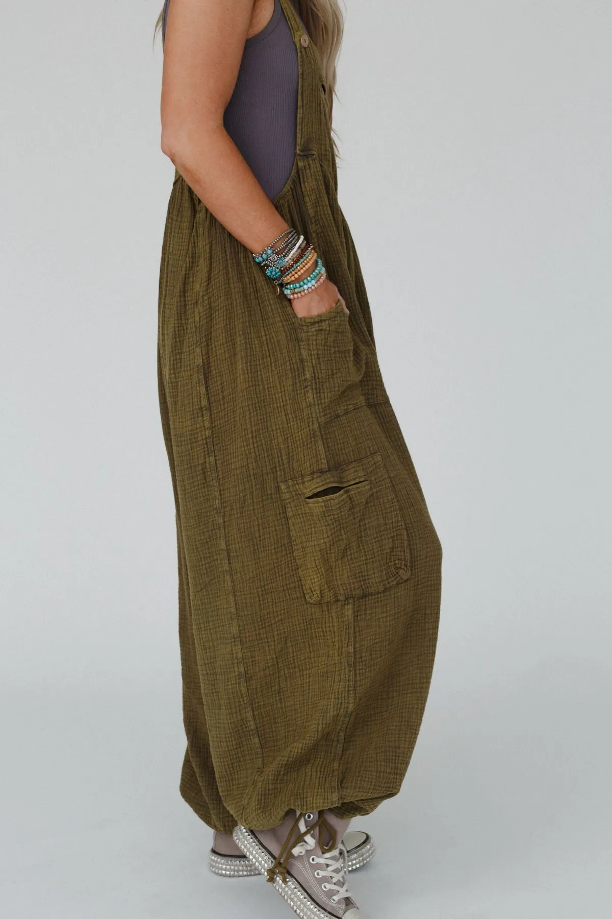 Coastal Muse Wide Leg Jumpsuit - Olive