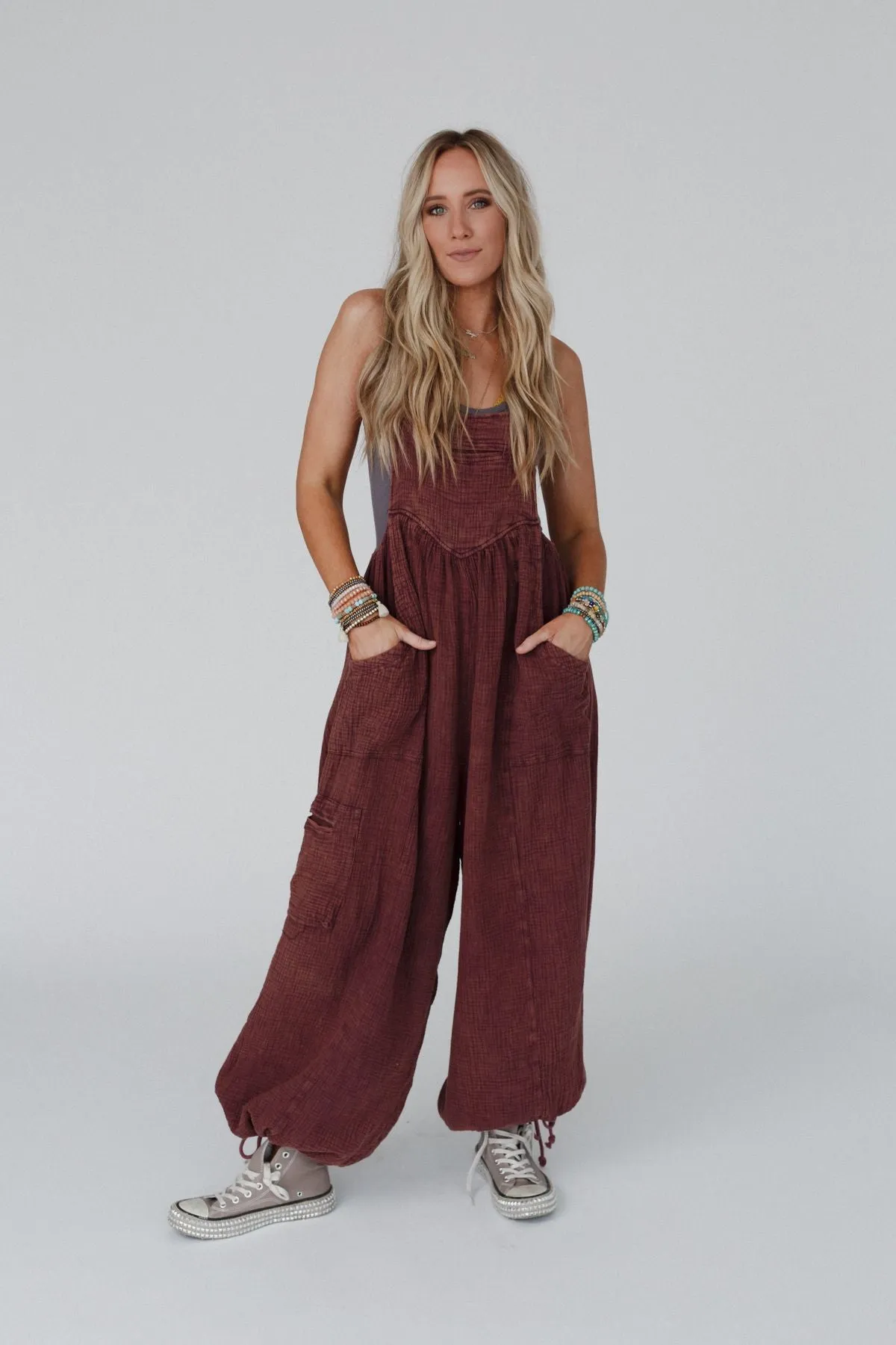 Coastal Muse Wide Leg Jumpsuit - Plum