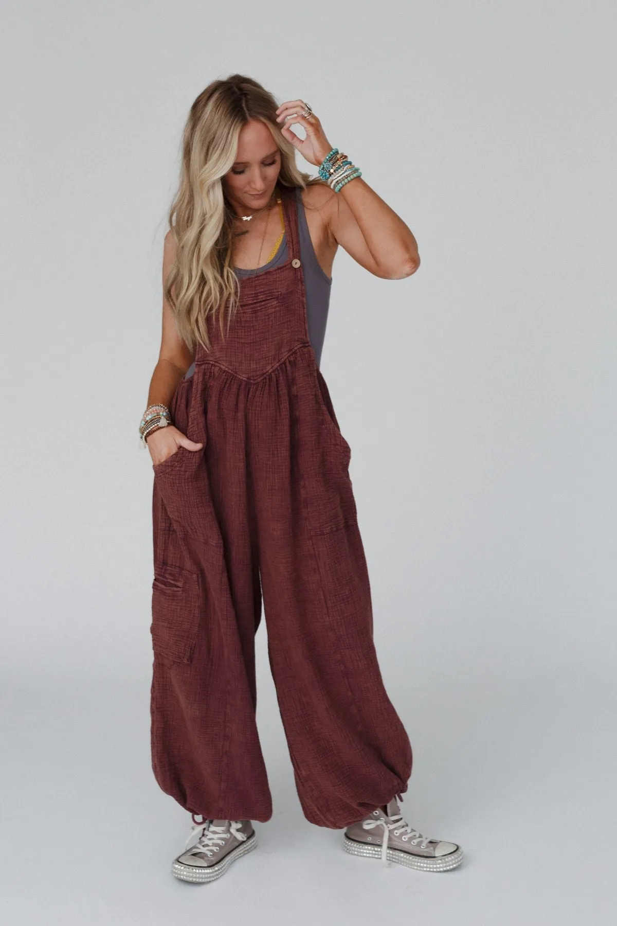 Coastal Muse Wide Leg Jumpsuit - Plum