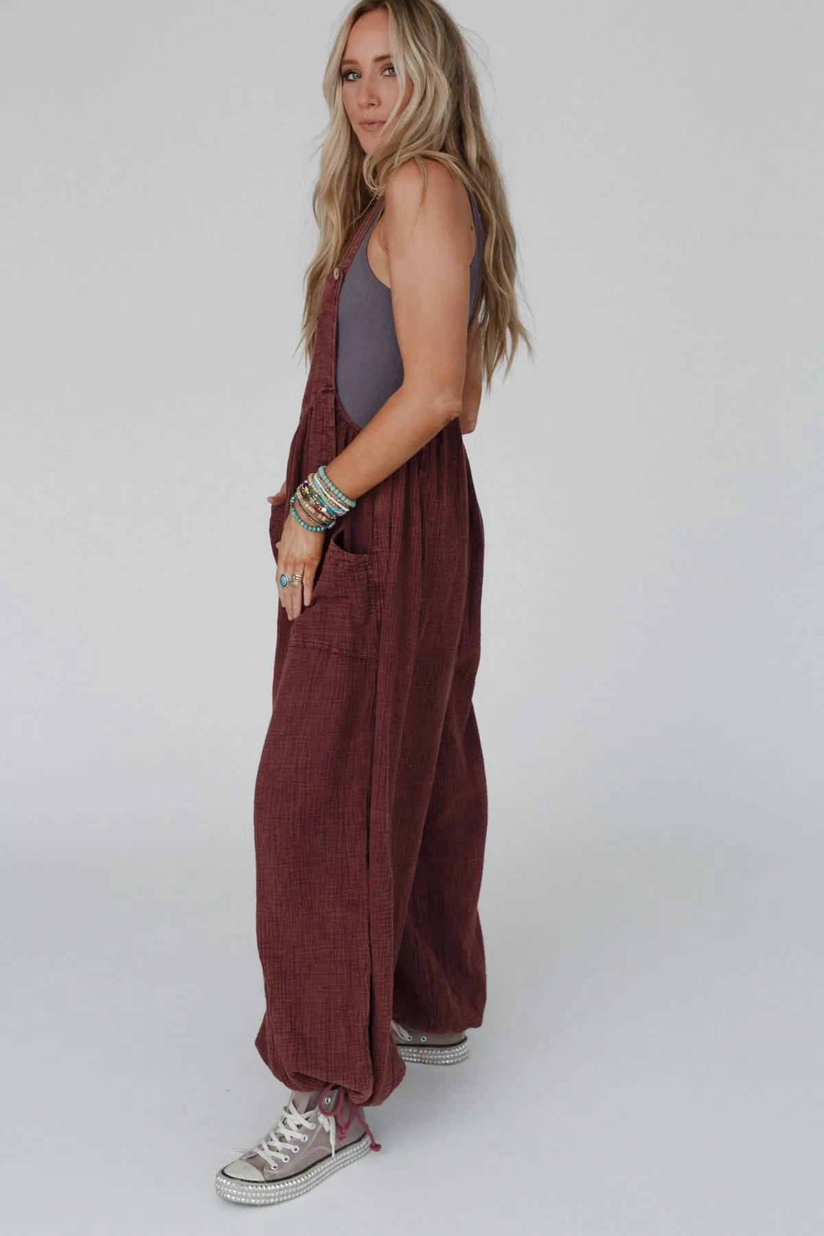 Coastal Muse Wide Leg Jumpsuit - Plum