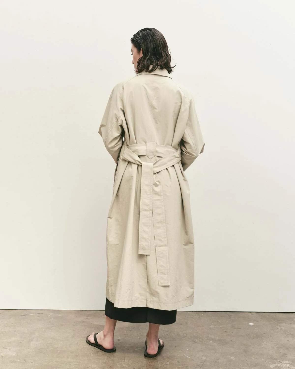 Cotton Blend Long Coat - Stone