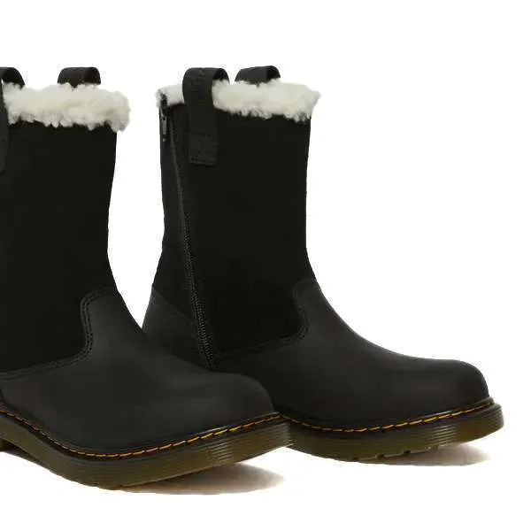 Dr. Martens Junior Fur-lined Juney Suede Boot – Black