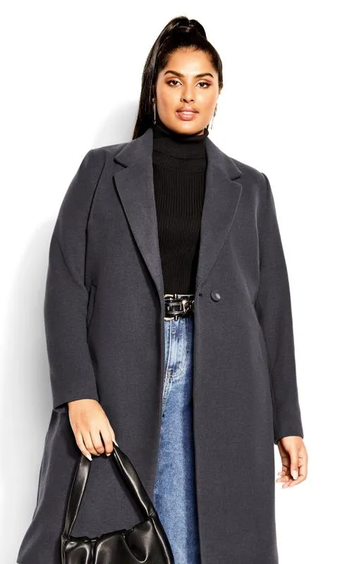 Evans Charcoal Grey Midi Formal Coat