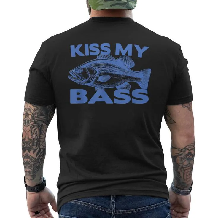 Fishing Joke Kiss My-Bass Cute Vintage Bass Fishing Men's T-shirt Back Print