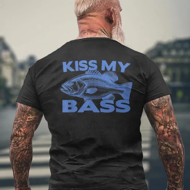 Fishing Joke Kiss My-Bass Cute Vintage Bass Fishing Men's T-shirt Back Print