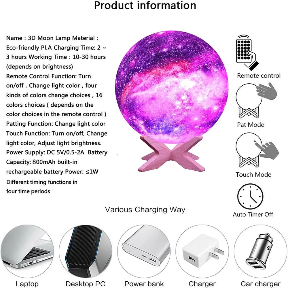 Galaxy Moonlight - Color Changing Moon Lamp