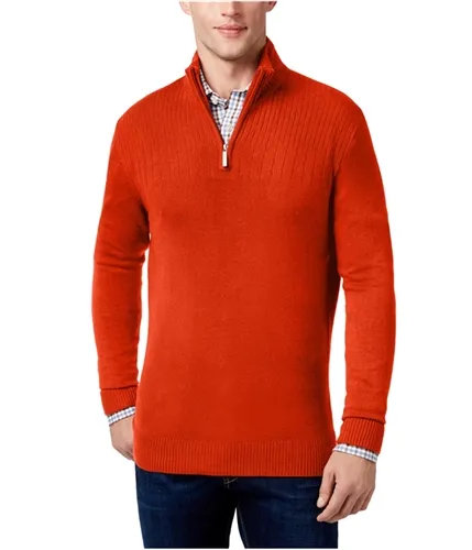 Geoffrey Beene Mens Ribbed Yoke 1/4 Zip Pullover Sweater