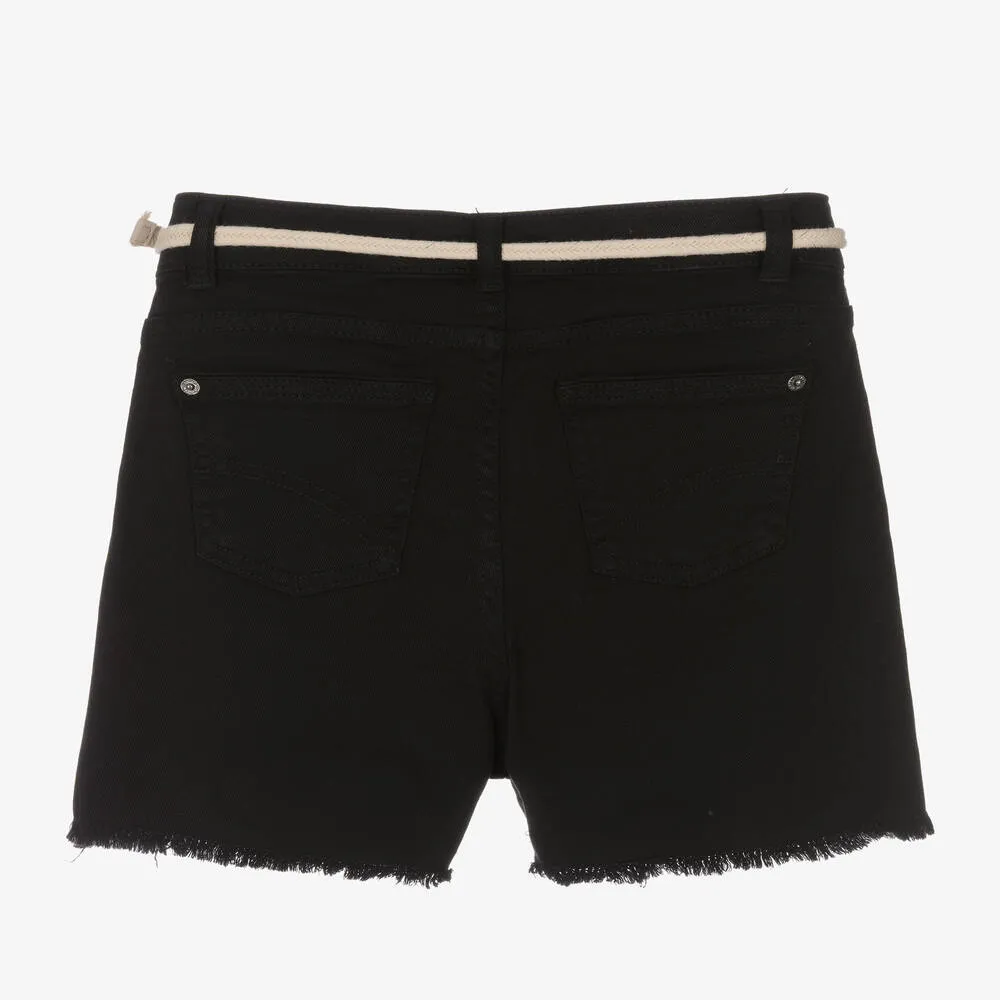 Girls Black Denim Shorts