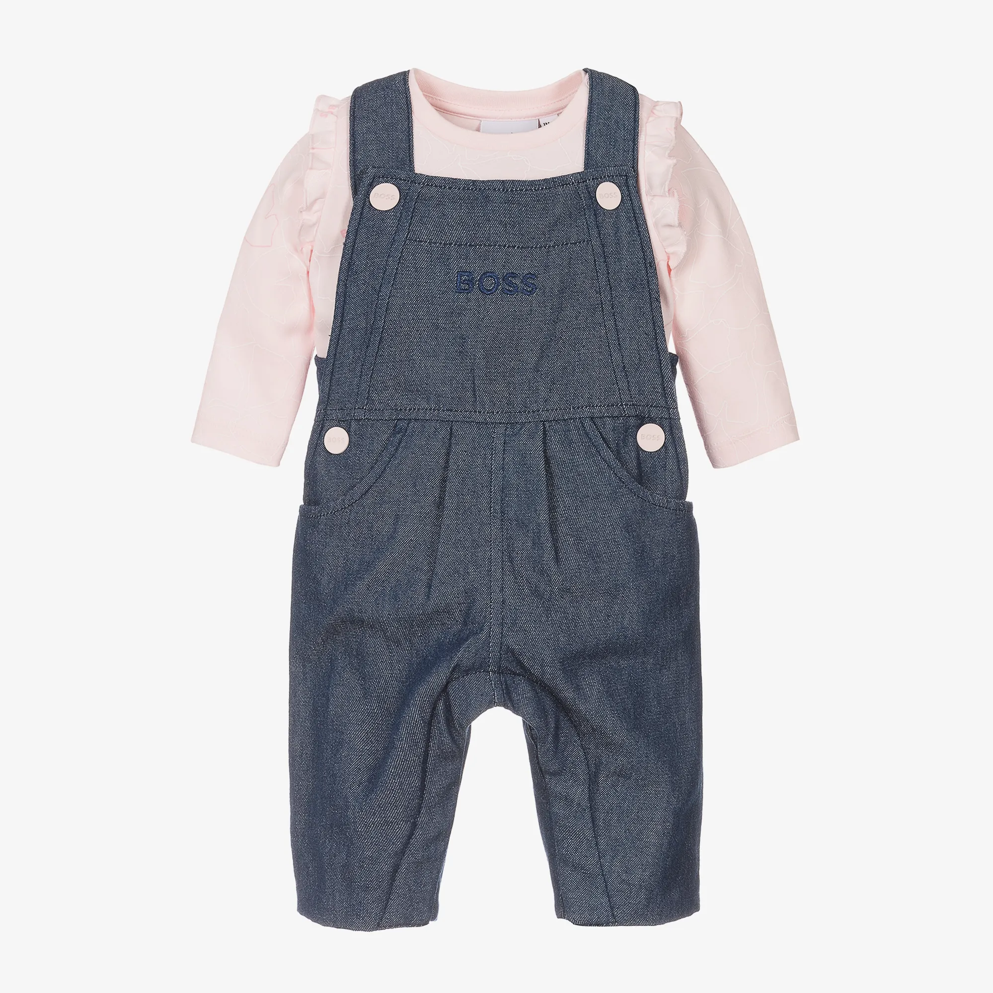 Girls Blue Denim Dungaree Set