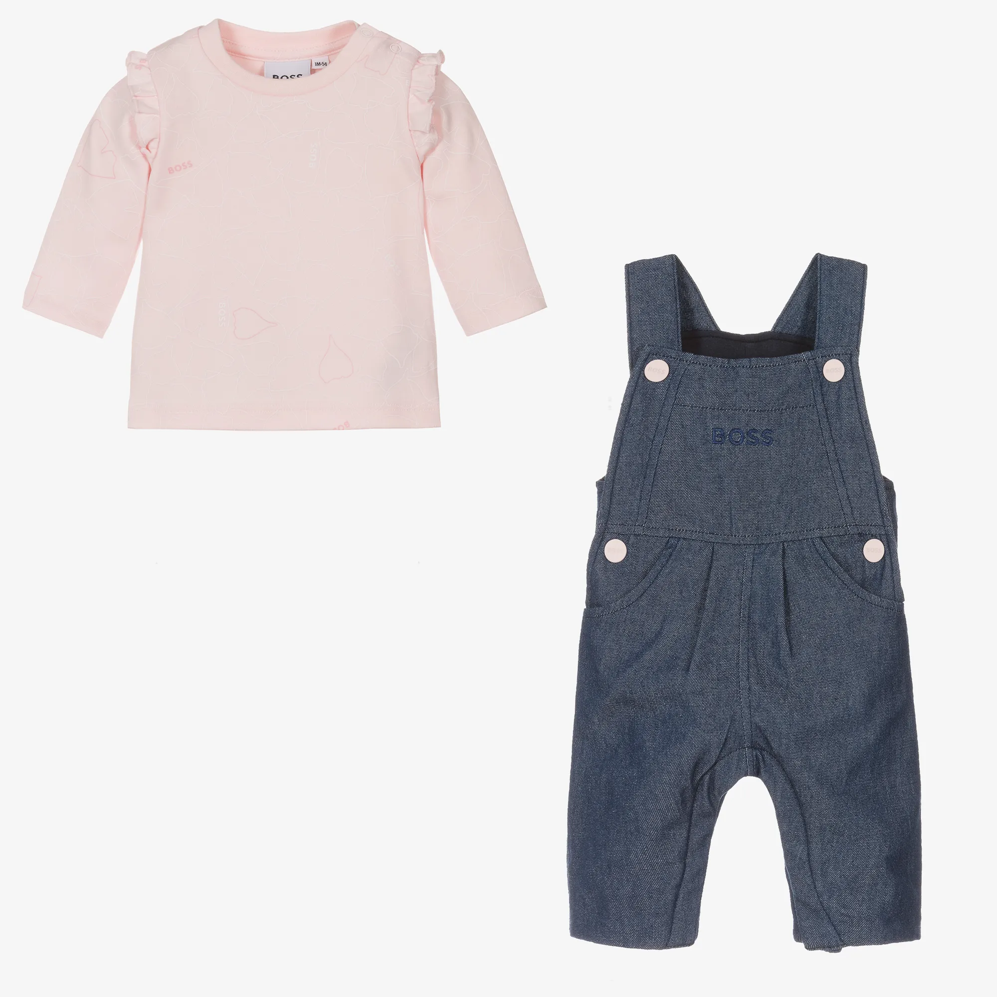 Girls Blue Denim Dungaree Set