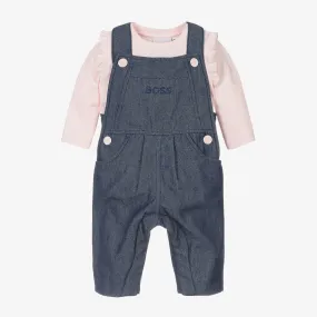 Girls Blue Denim Dungaree Set