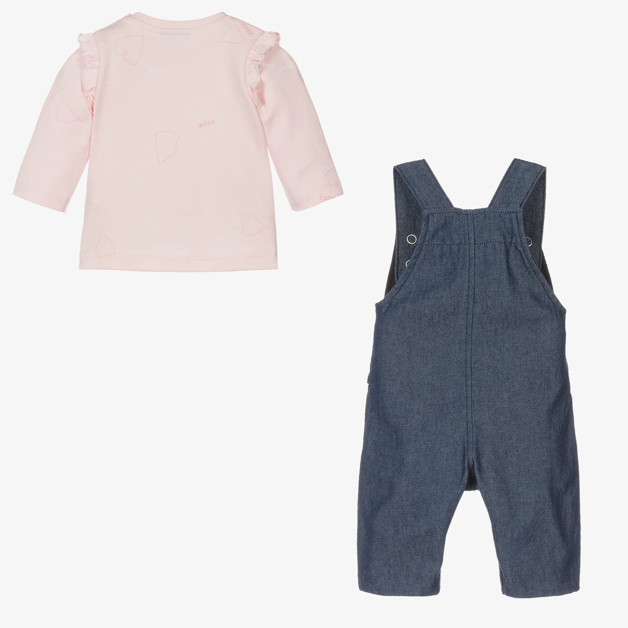 Girls Blue Denim Dungaree Set