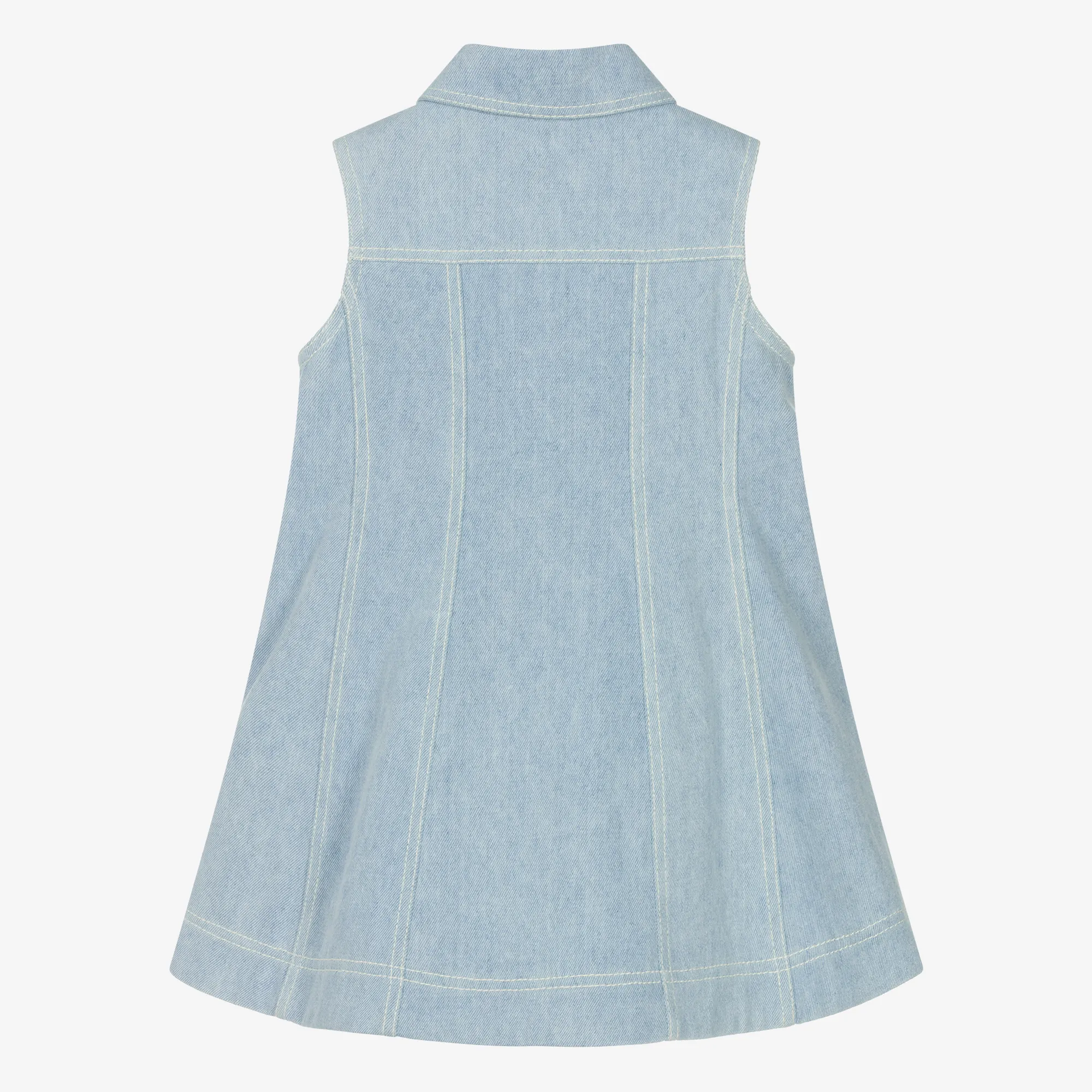 Girls Blue Zip-Up Denim Dress