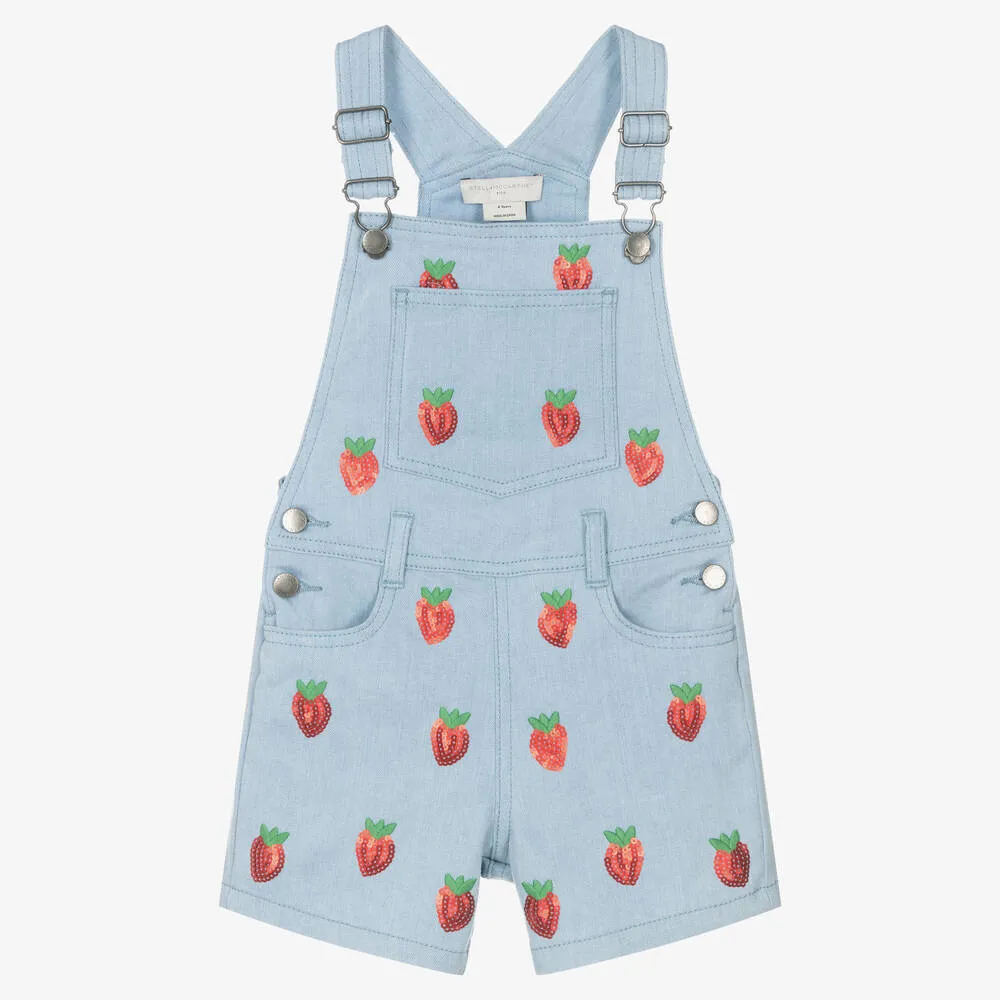 Girls Denim Dungaree Shorts