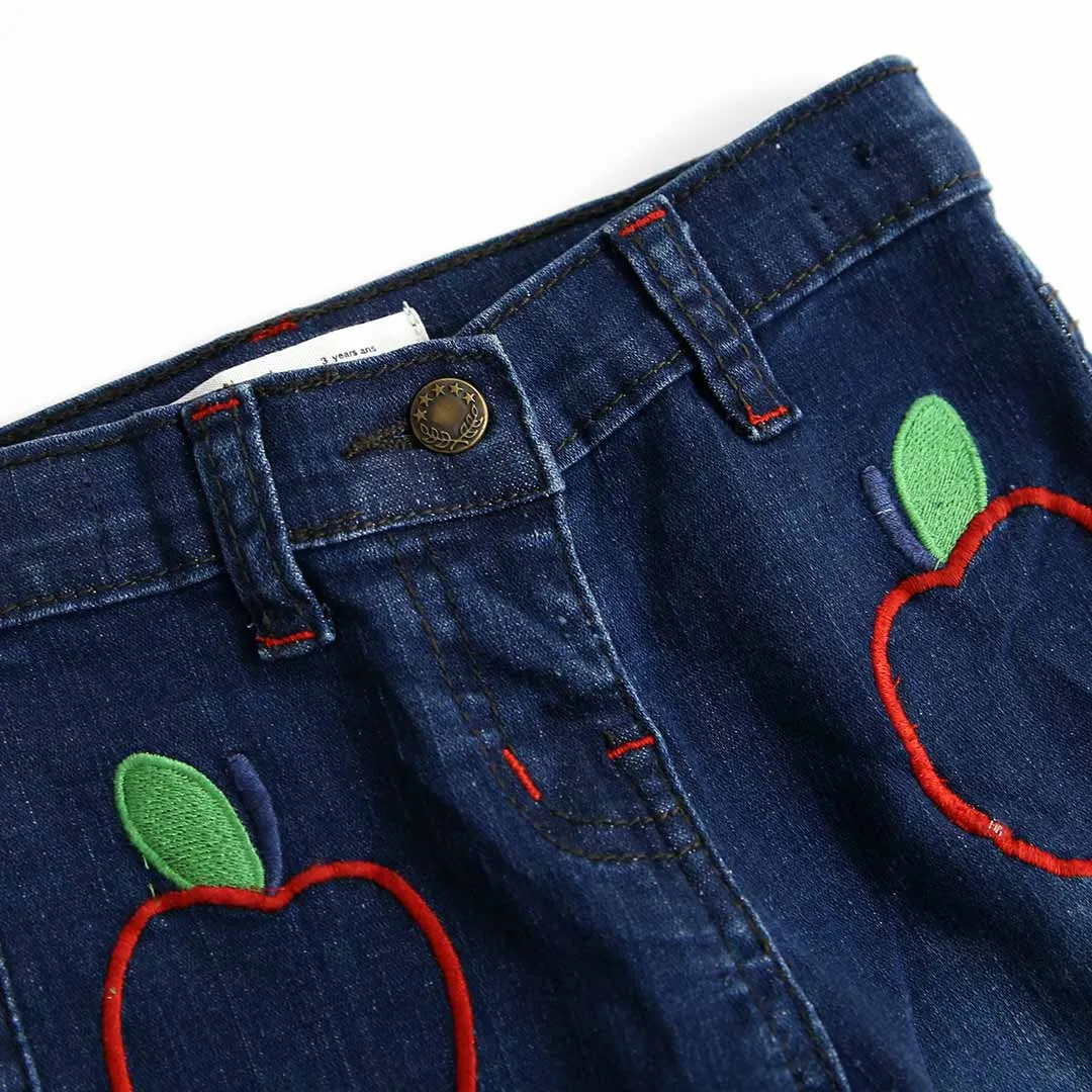 Girls Embroidered Denim Stretch Jeans With Adjustable Waistband