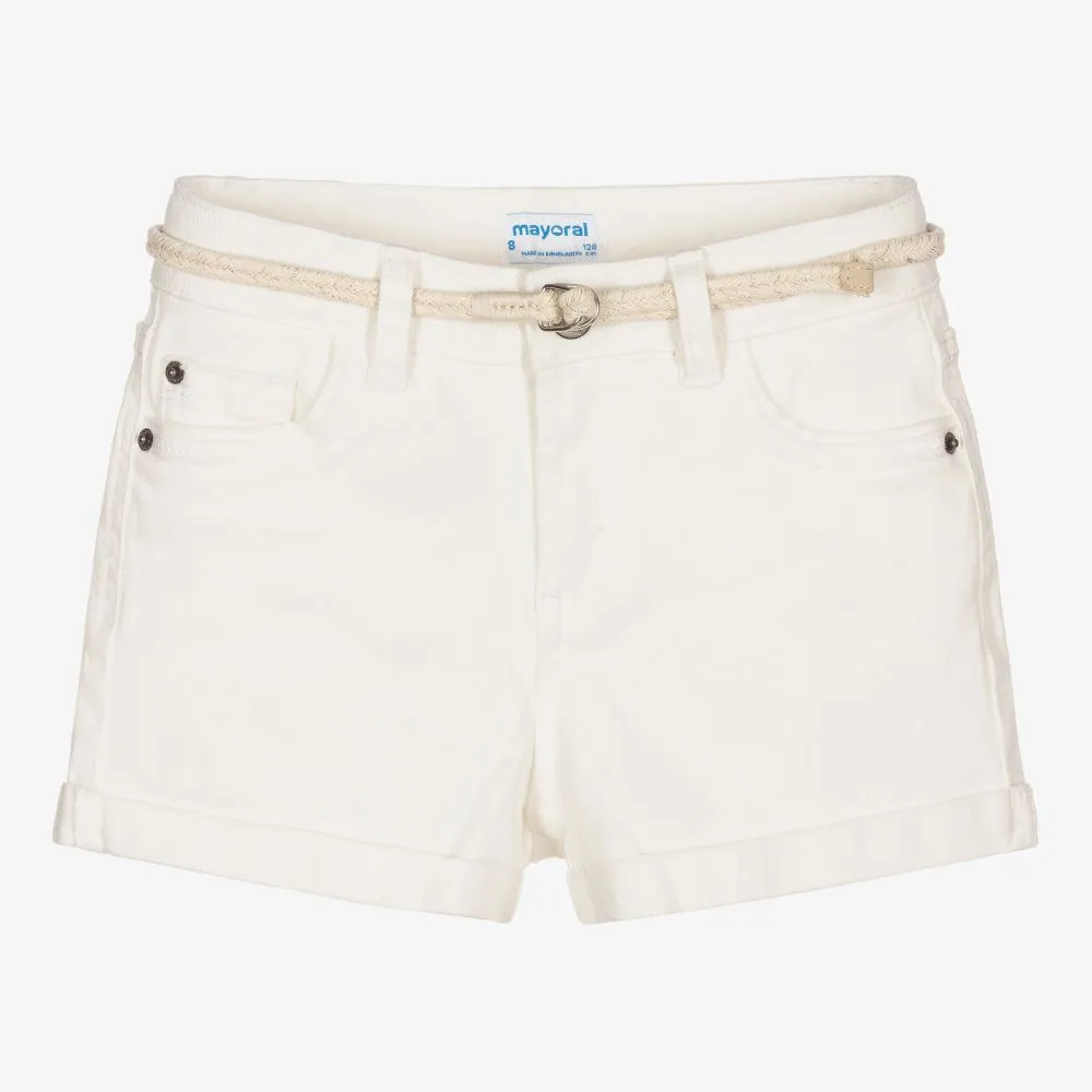 Girls Ivory Denim Shorts