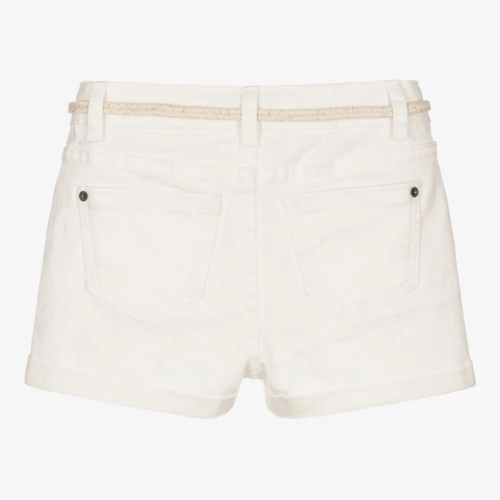 Girls Ivory Denim Shorts