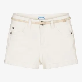 Girls Ivory Denim Shorts