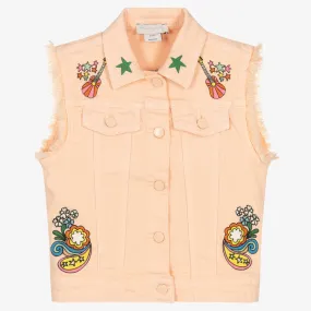 Girls Pink Dream Embroidered Denim Gilet