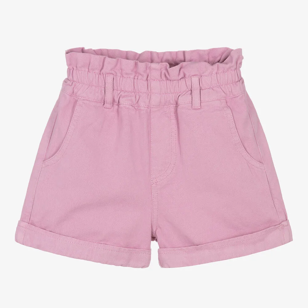 Girls Purple Denim High-Waisted Shorts