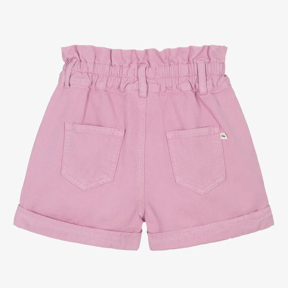 Girls Purple Denim High-Waisted Shorts