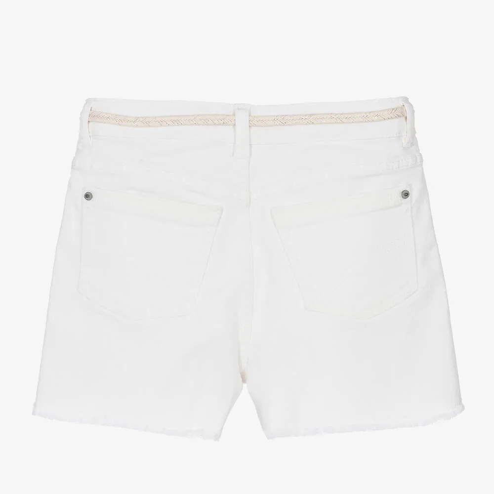 Girls White Denim Shorts