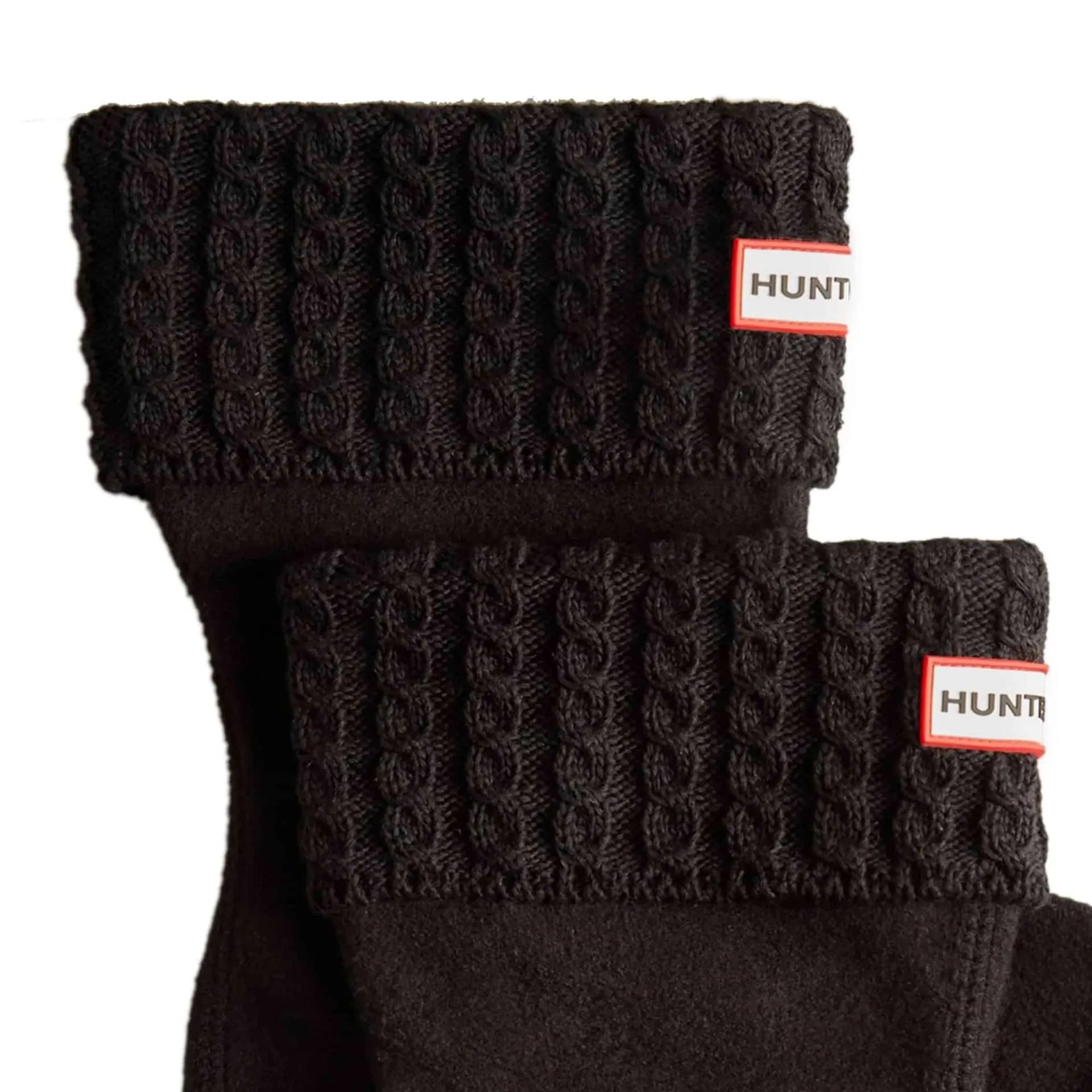 Hunter Recycled Mini Cable Knitted Cuff Short Boot Socks – Black