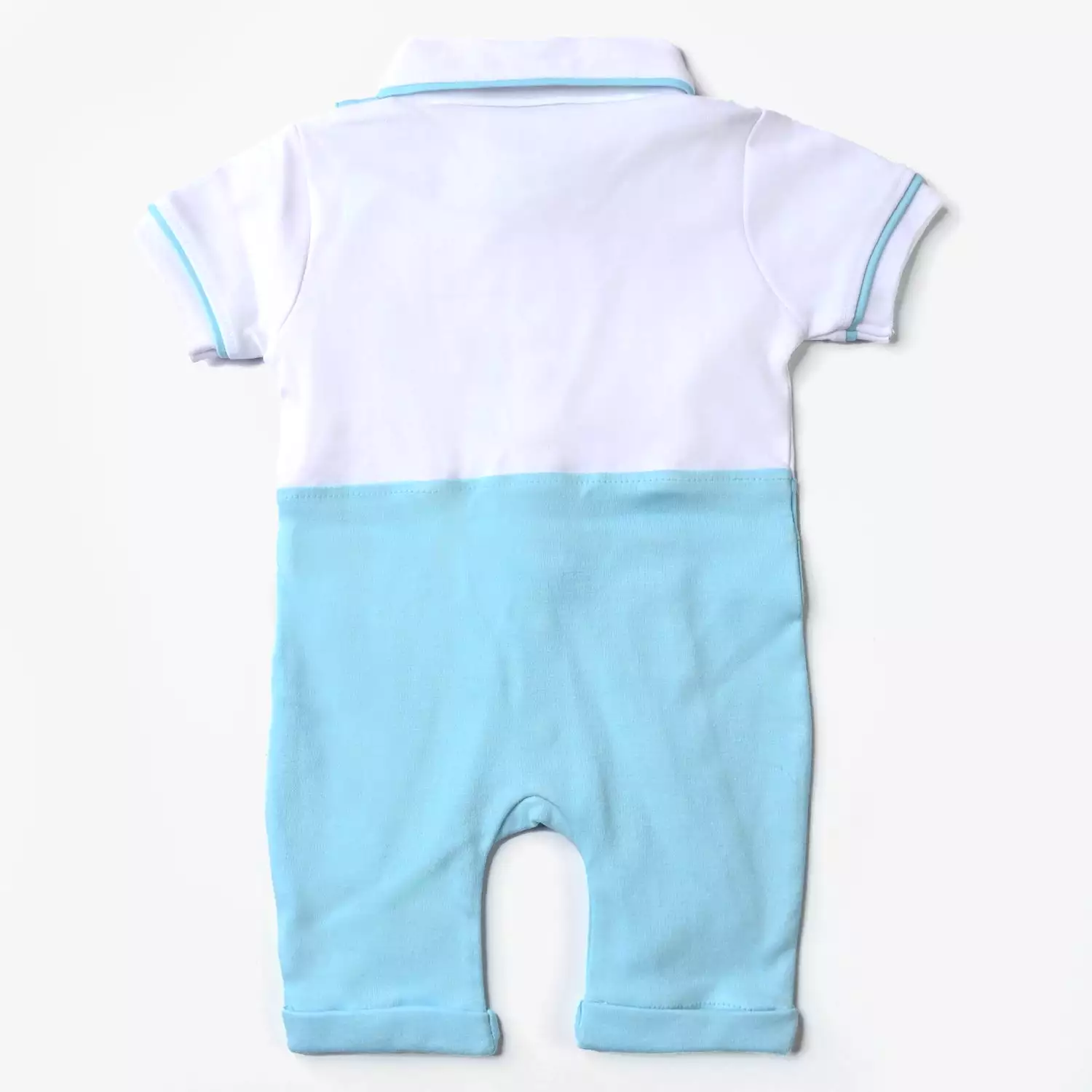 Infant Boys Cotton Interlock Knitted Romper Bow Suspender-White