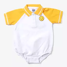 Infant Boys Cotton PK Knitted Romper -White/Citrus