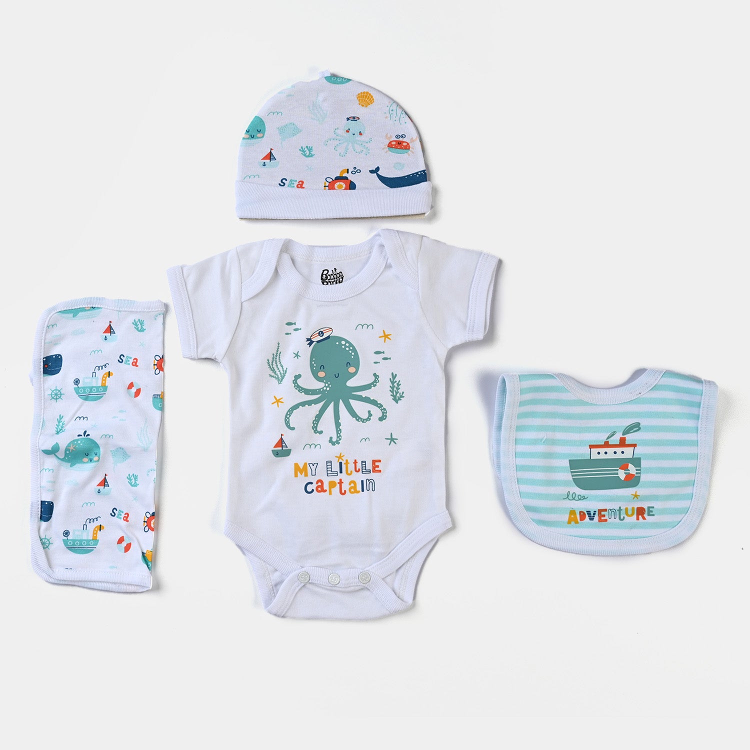 Infant Boys Cotton Poplin 10 Piece Set Marine Life-mIX