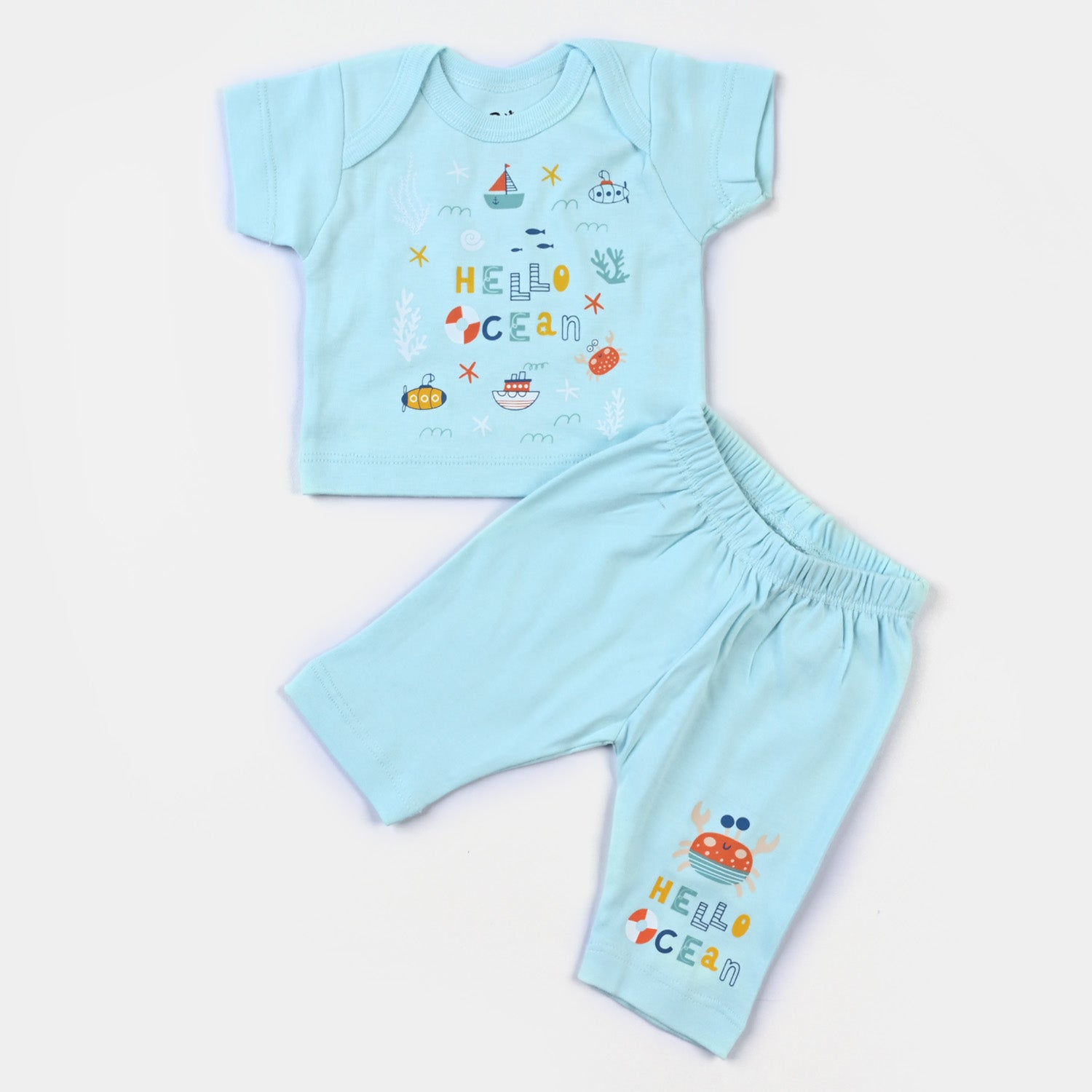 Infant Boys Cotton Poplin 7 Piece Set Marine Life-mIX