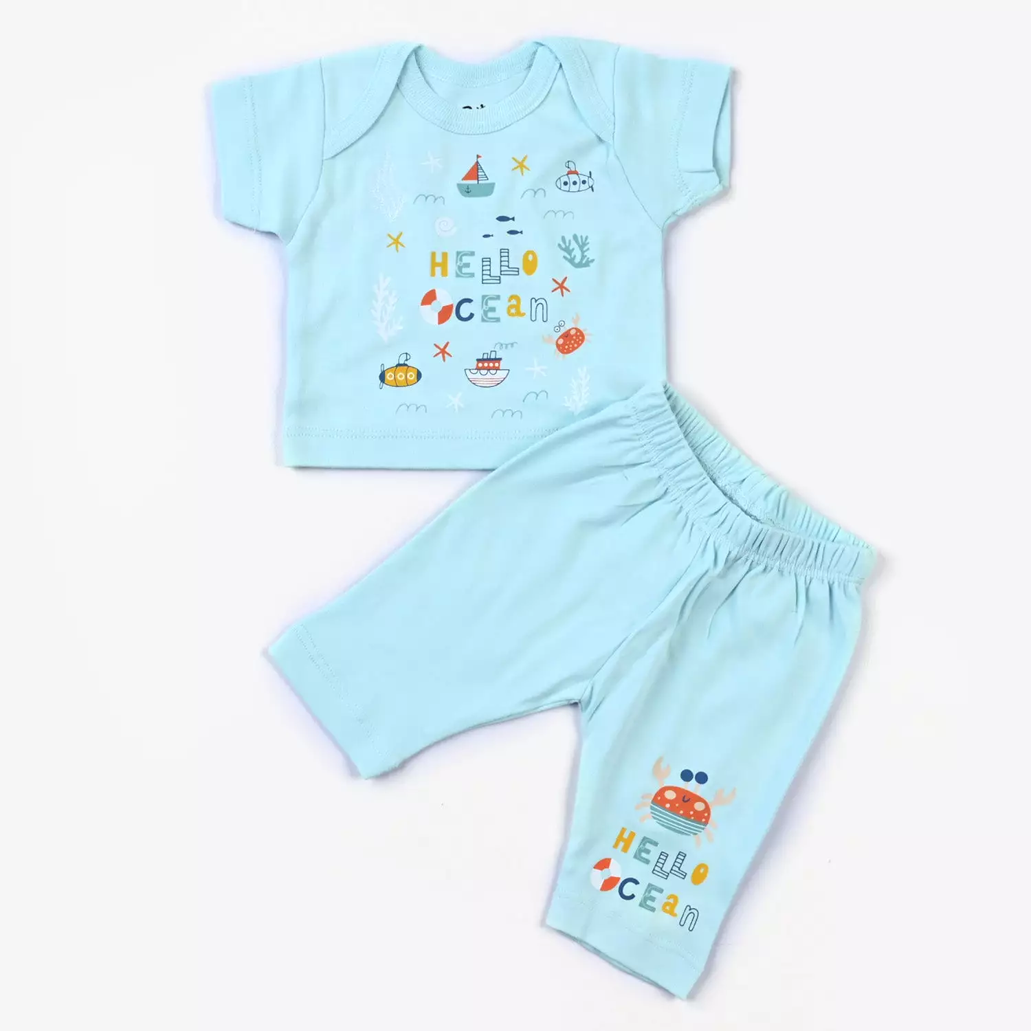 Infant Boys Cotton Poplin 7 Piece Set Marine Life-mIX