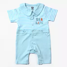 Infant Boys Cotton Poplin Knitted Romper-Yarn Dyed