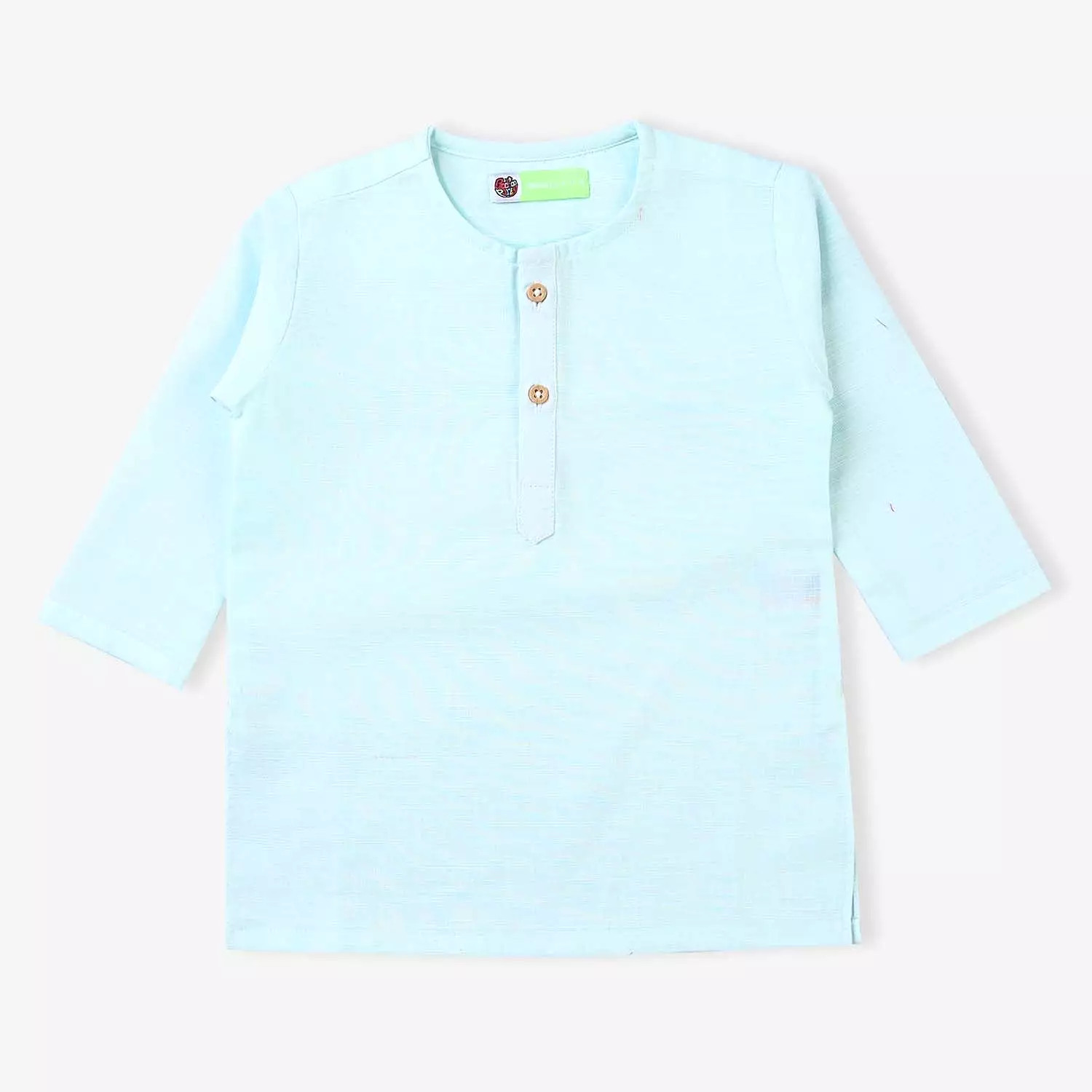 Infant Boys Cotton Slub Basic Kurta (Ice Blue)-Ice Blue