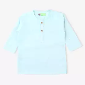 Infant Boys Cotton Slub Basic Kurta (Ice Blue)-Ice Blue